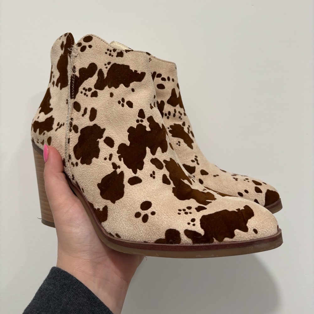 Cow Print Ankle Boots